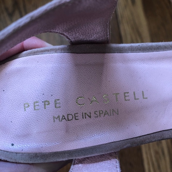 Pepe Castell Blush Pink Leather Suede Block Heels - Picture 3 of 5